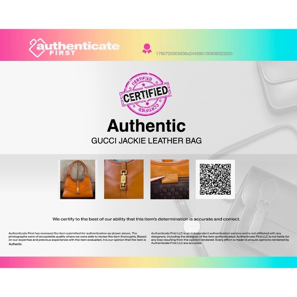 Certified Authentic Gucci Jackie Tan Leather Bag, COA - Picture 14 of 14